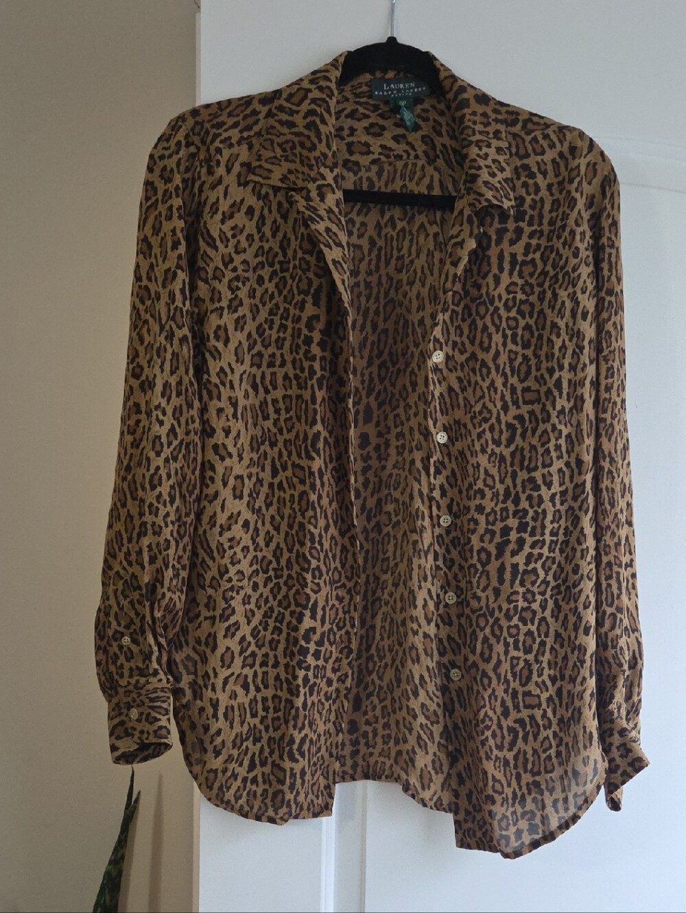 Lauren Ralph Lauren Brown Leopard Print Button-Up Blouse